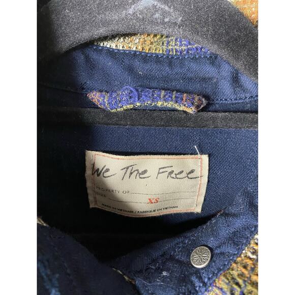 Free People Anneli Plaid Shirt Jacket Women's XS Boho Grunge Shacket Green Earth - Picture 4 of 10